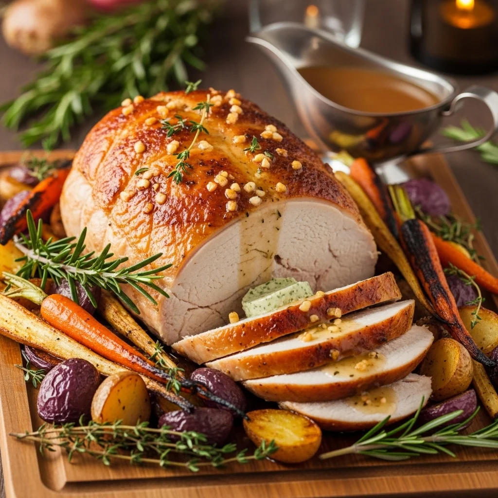 Succulent Roasted Turkey Breast with Garlic Herb Butter Bliss