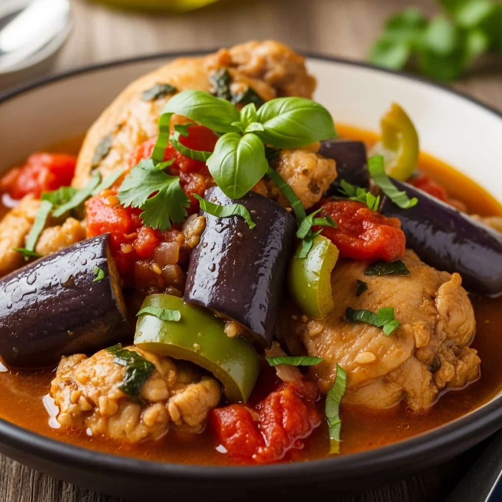 A Hearty Chicken and Eggplant Stew Delight