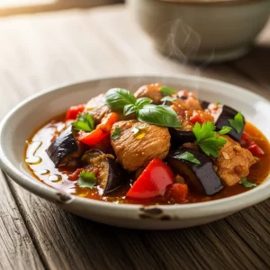 A Hearty Chicken and Eggplant Stew Delight
