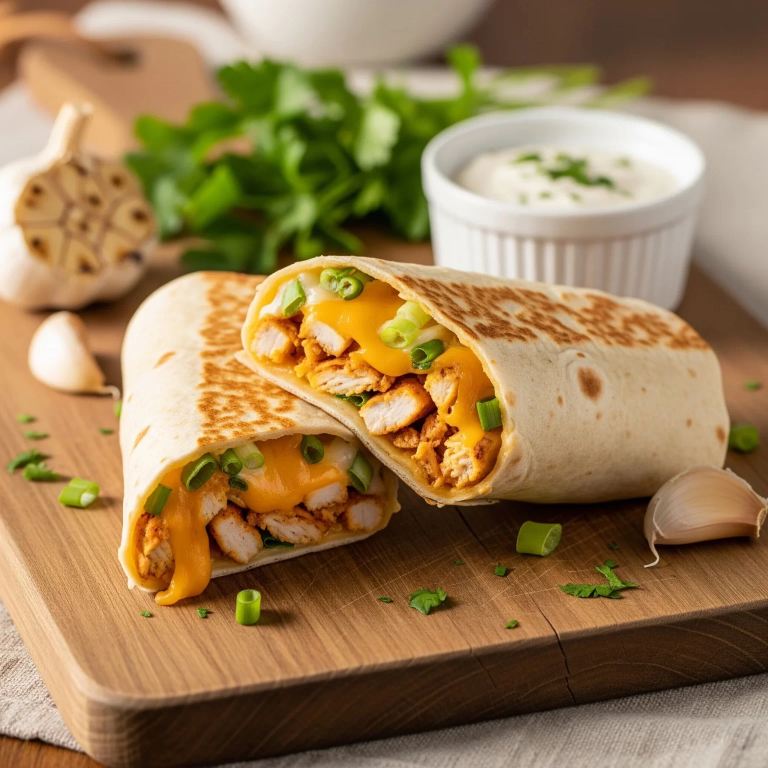 Savoring the Irresistible Cheesy Garlic Chicken Wraps