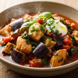 A Hearty Chicken and Eggplant Stew Delight
