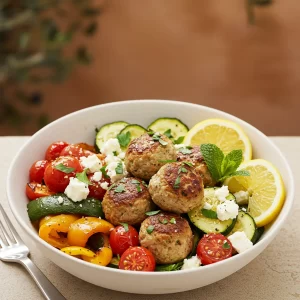 Mediterranean Bowl with Turkey Meatballs: Fresh, Flavorful Fusion