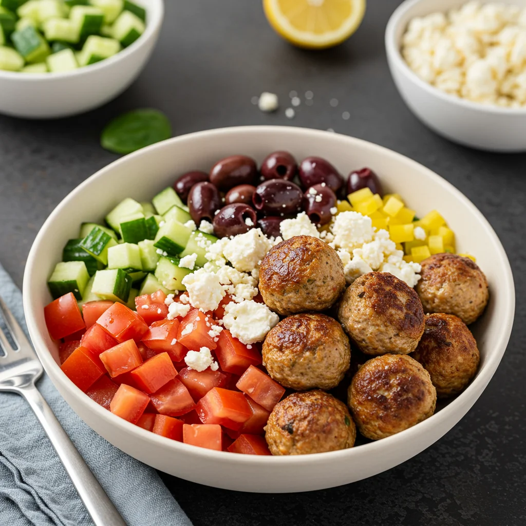 Mediterranean Bowl with Turkey Meatballs: Fresh, Flavorful Fusion