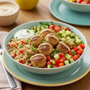 Mediterranean Bowl with Turkey Meatballs: Fresh, Flavorful Fusion