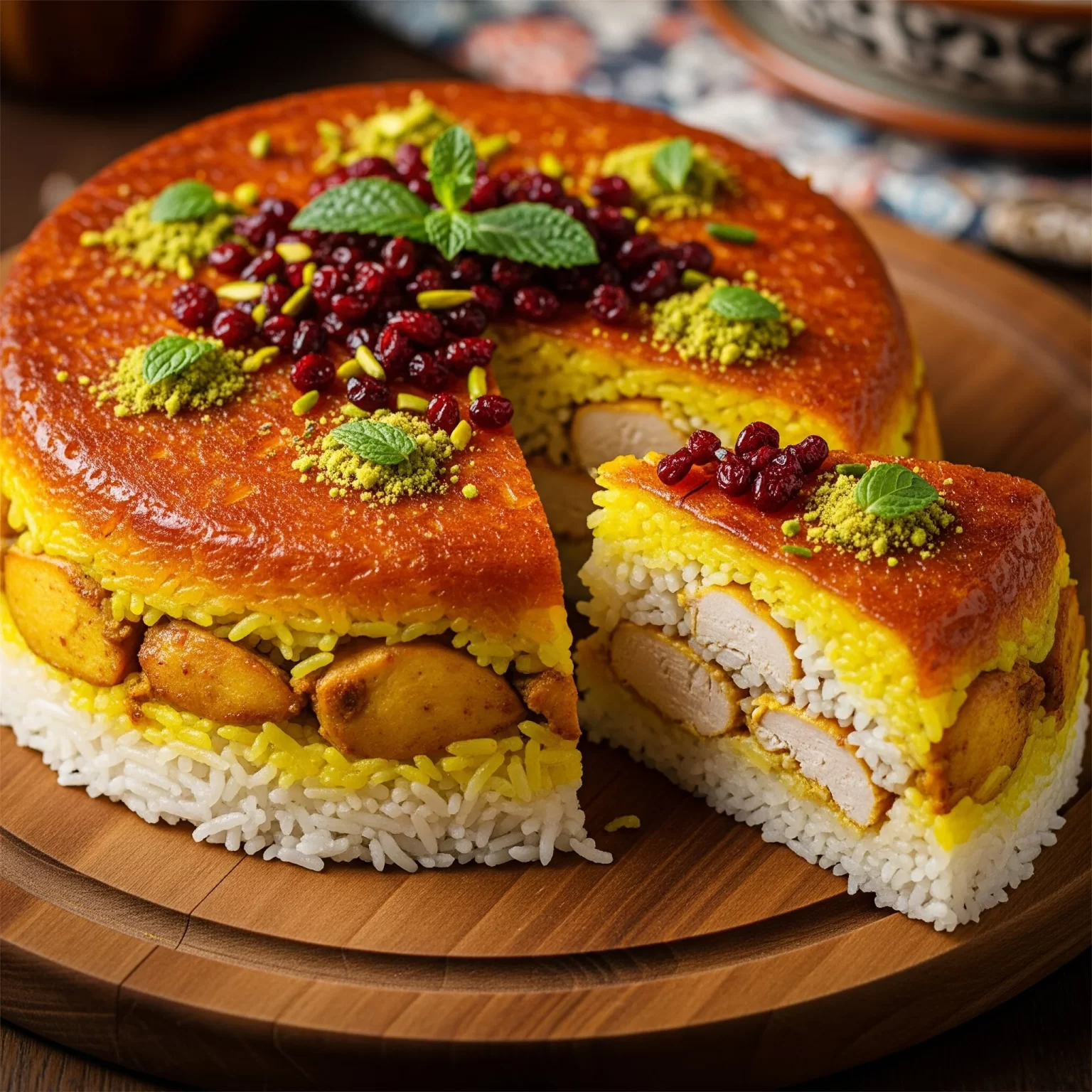 Persia's Tahchin: Golden Layered Rice Delight
