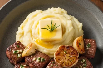 Savor Garlic Butter Steak Bites with Creamy Mash Bliss