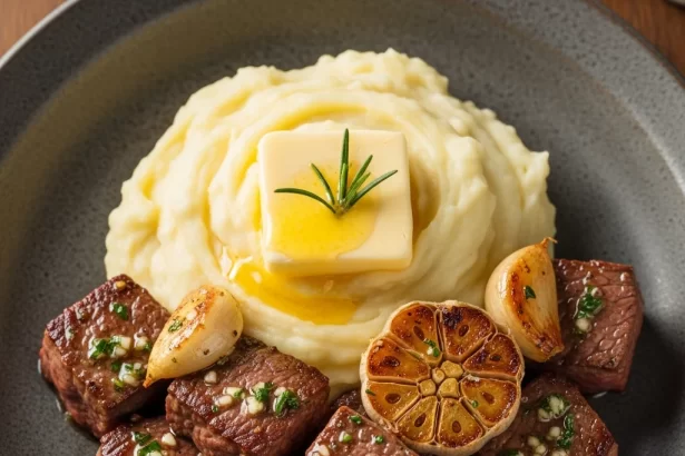 Savor Garlic Butter Steak Bites with Creamy Mash Bliss