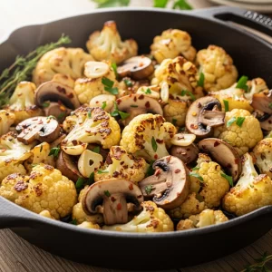 Savor the Flavor: Garlic Mushrooms Cauliflower Skillet Delight