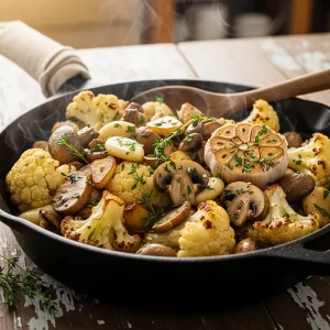 Savor the Flavor: Garlic Mushrooms Cauliflower Skillet Delight
