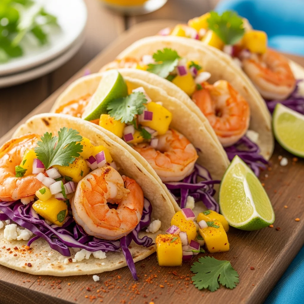 Flavor Burst: Spicy Shrimp Tacos with Zesty Mango Salsa