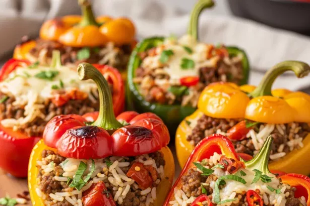 Flavor-Packed Stuffed Bell Peppers with Savory Rice Filling