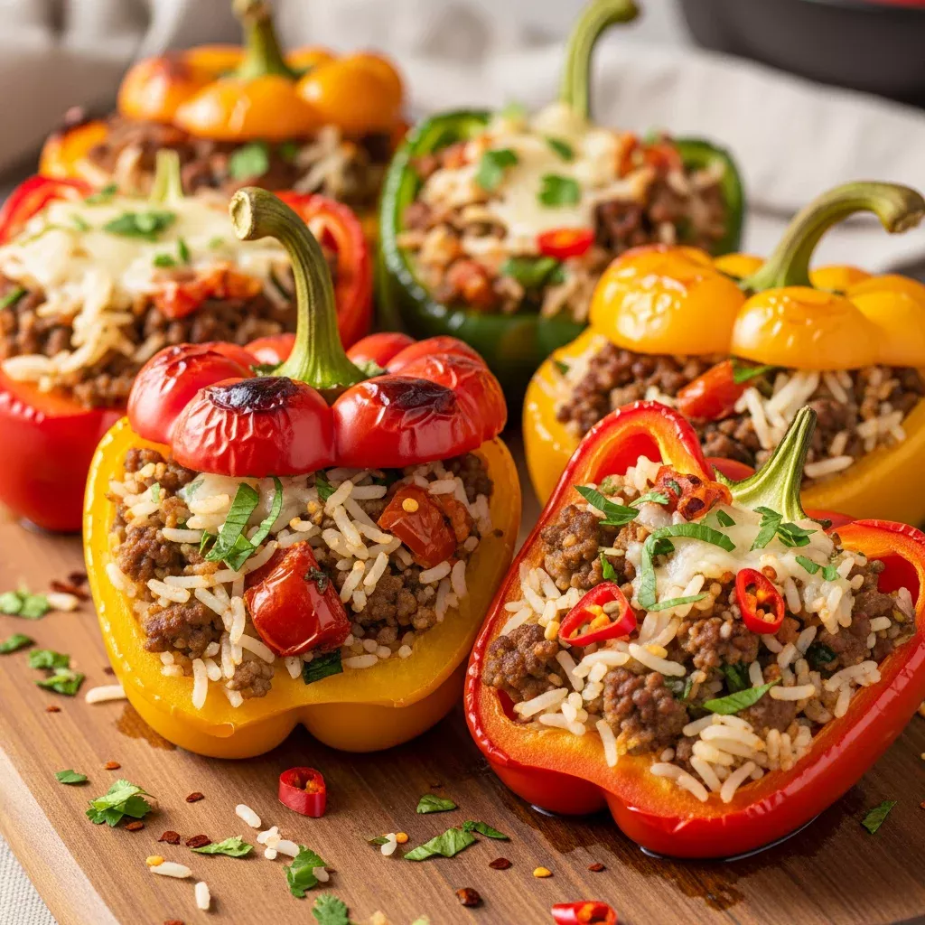 Flavor-Packed Stuffed Bell Peppers with Savory Rice Filling