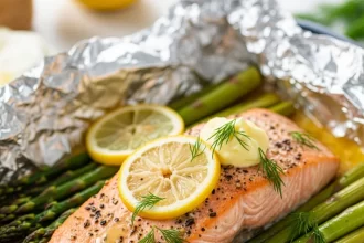 Zesty Baked Salmon Foil Pack with Asparagus & Lemon Butter