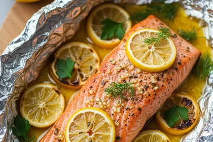 Savory Baked Salmon in Foil with Lemon Garlic Butter
