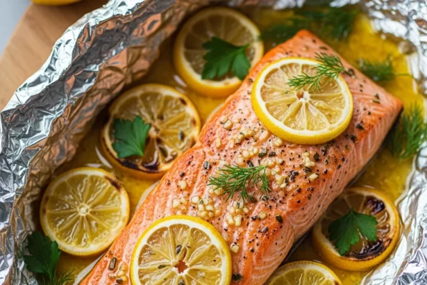 Savory Baked Salmon in Foil with Lemon Garlic Butter