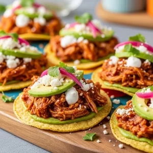 Zesty Chicken Tinga Tostadas: A Flavorful Fiesta Bite