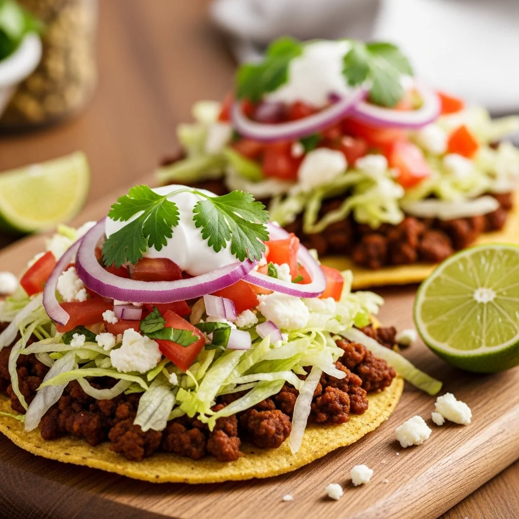 Savor the Crispy Delight of Classic Beef Tostadas