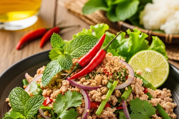 Larb Gai Unveiled: Thailand's Zesty Minced Chicken Salad