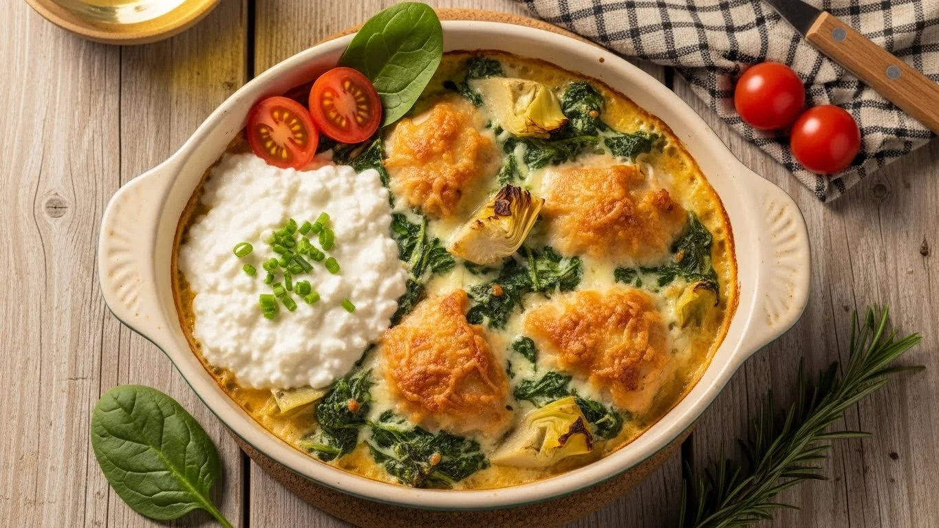Wholesome Spinach Artichoke Chicken with Cottage Cheese Delight