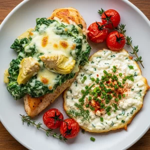 Wholesome Spinach Artichoke Chicken with Cottage Cheese Delight
