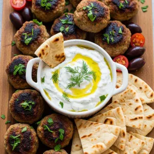 Savory Greek Turkey Meatballs with Creamy Tzatziki Dip