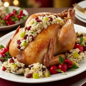 Savory Cornish Hens with Festive Apple-Cranberry Rice Stuffing