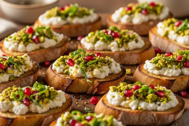 Crunchy Delights: Goat Cheese & Pistachio Bruschetta Recipe