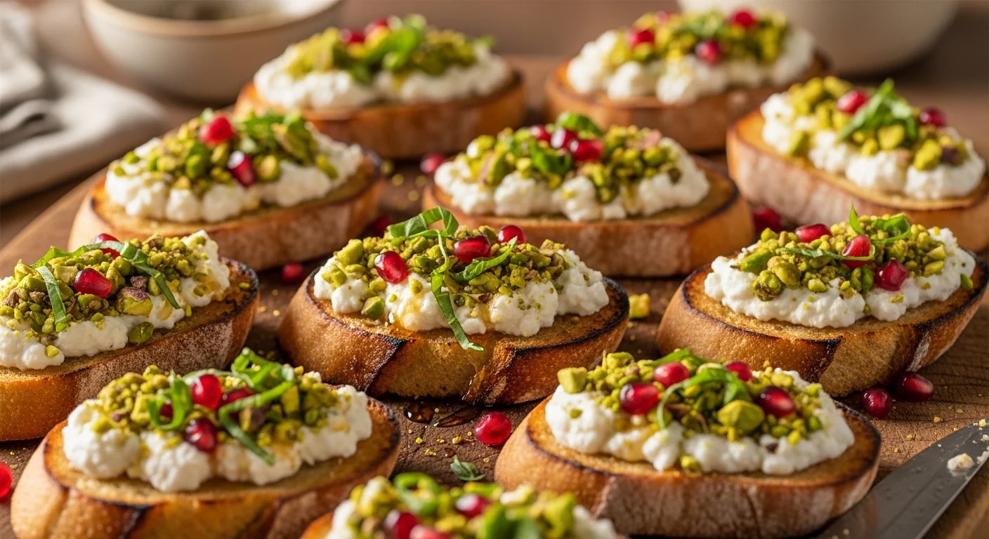 Crunchy Delights: Goat Cheese & Pistachio Bruschetta Recipe