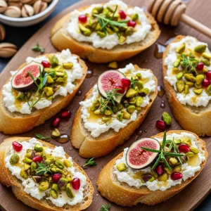 Crunchy Delights: Goat Cheese & Pistachio Bruschetta Recipe