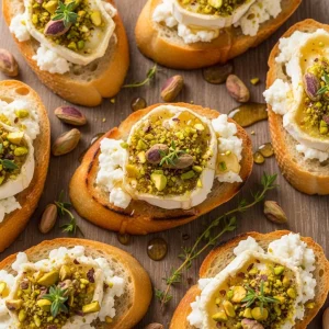 Crunchy Delights: Goat Cheese & Pistachio Bruschetta Recipe